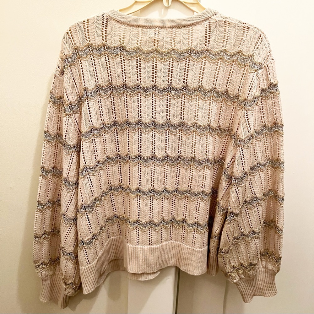 THE GREAT Beige Open Knit Metallic Sweater‎ - Picture 2 of 8
